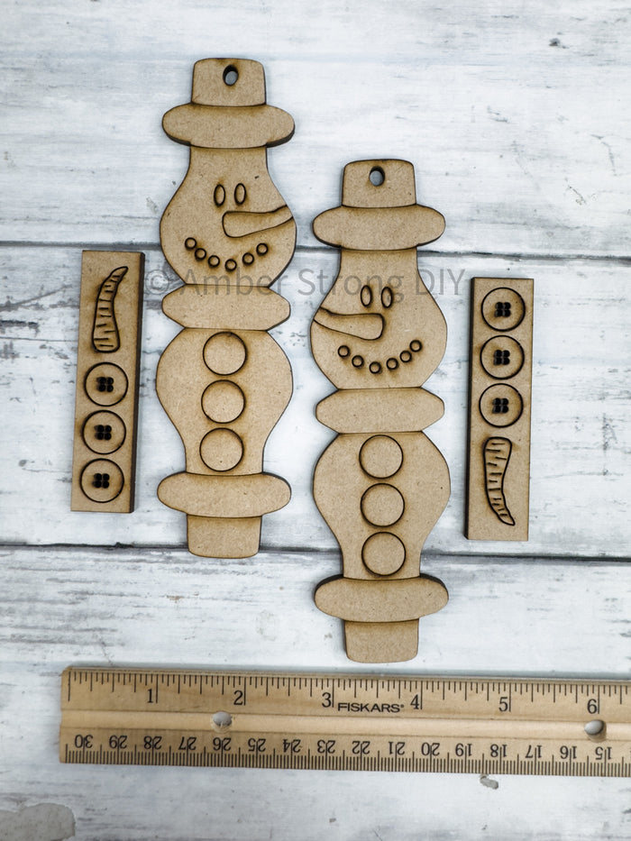 Small Spindle Snowmen Ornaments DIY Kit