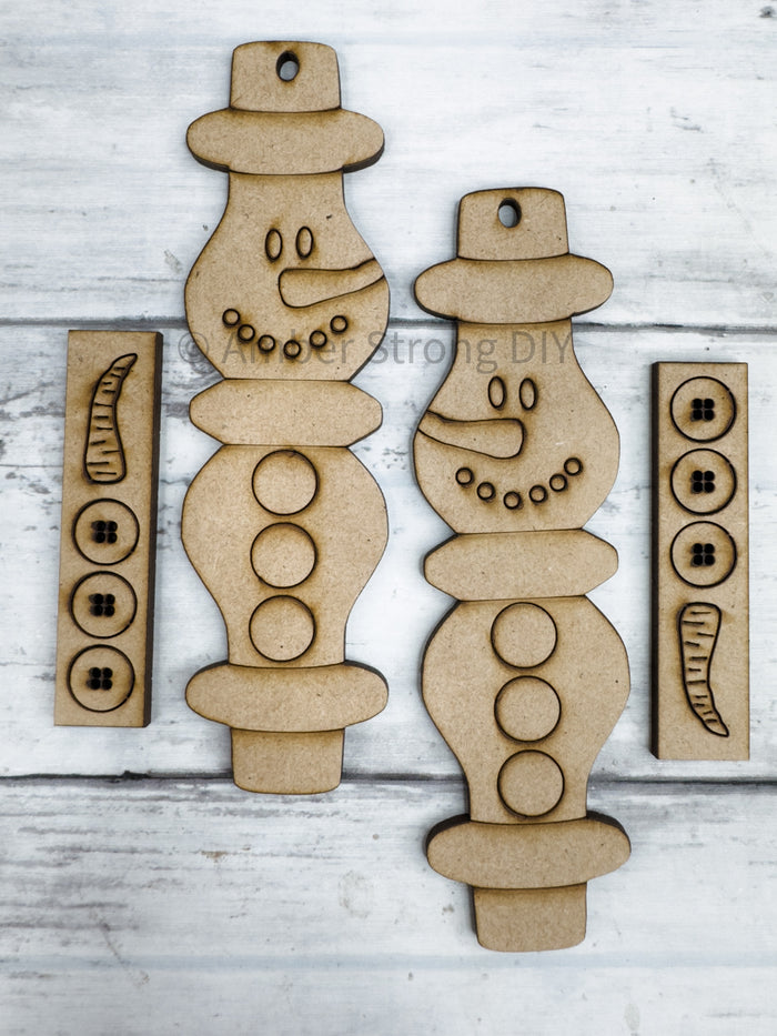 Small Spindle Snowmen Ornaments DIY Kit