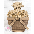 Spring Highland Cow Hat and Flowers Slot Insert for Interchangeable bases DIY Kit