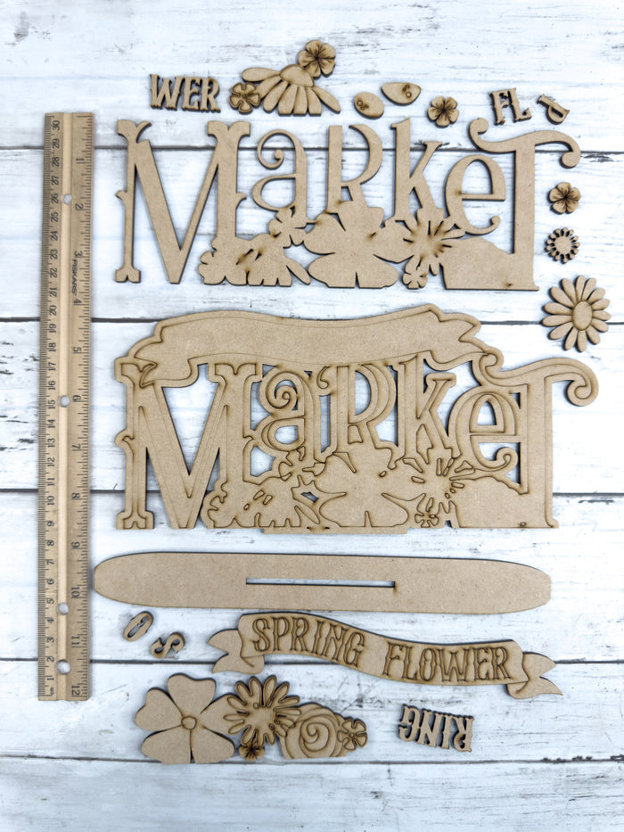 Spring Market Word Shelf Sitter Sign DIY Kit