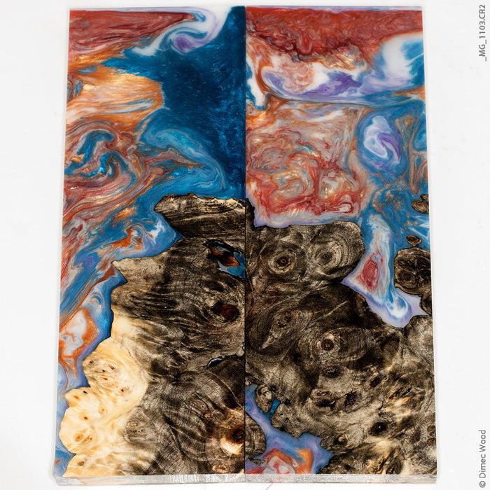 Stabilized wood hybrid buckeye burl panels