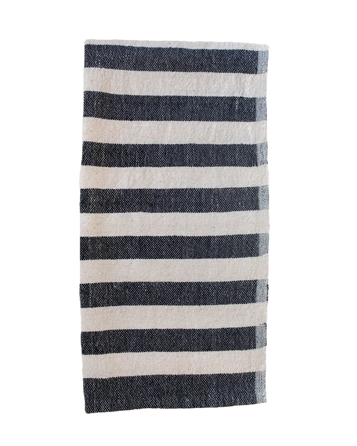 Stripe Hand Woven Cotton Hand Towel | Black