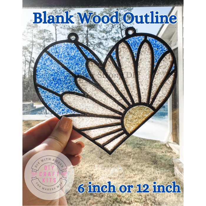 Style 100 Heart with daisy Laser Cut Outline Frame Blank