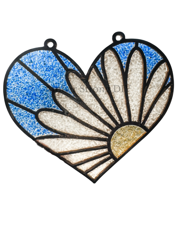 Style 100 Heart with daisy Laser Cut Outline Frame Blank