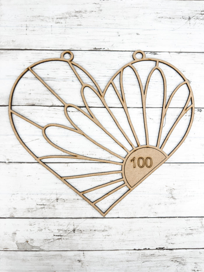 Style 100 Heart with daisy Laser Cut Outline Frame Blank