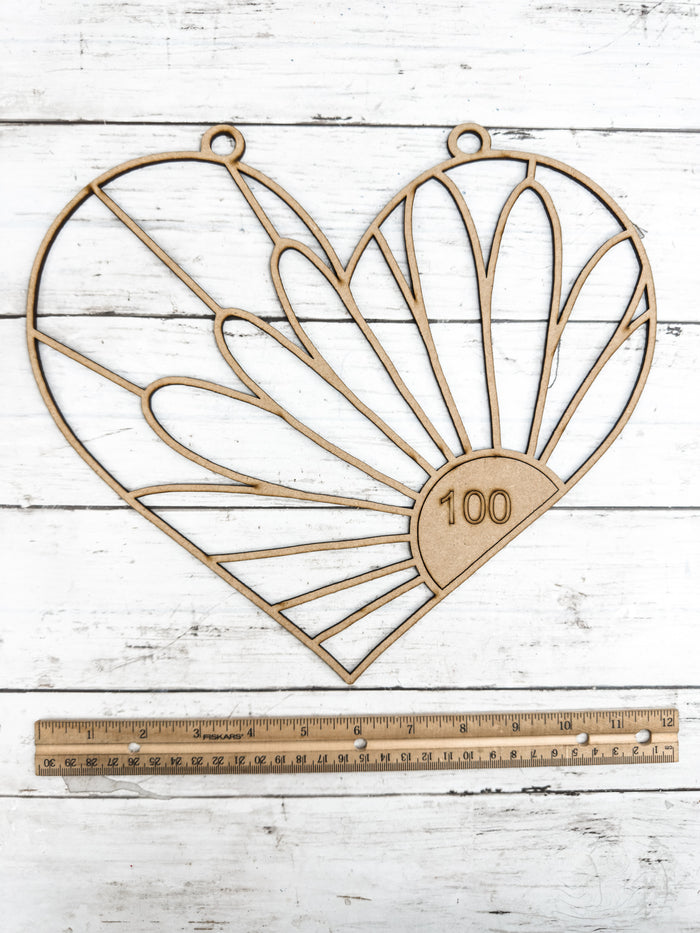 Style 100 Heart with daisy Laser Cut Outline Frame Blank