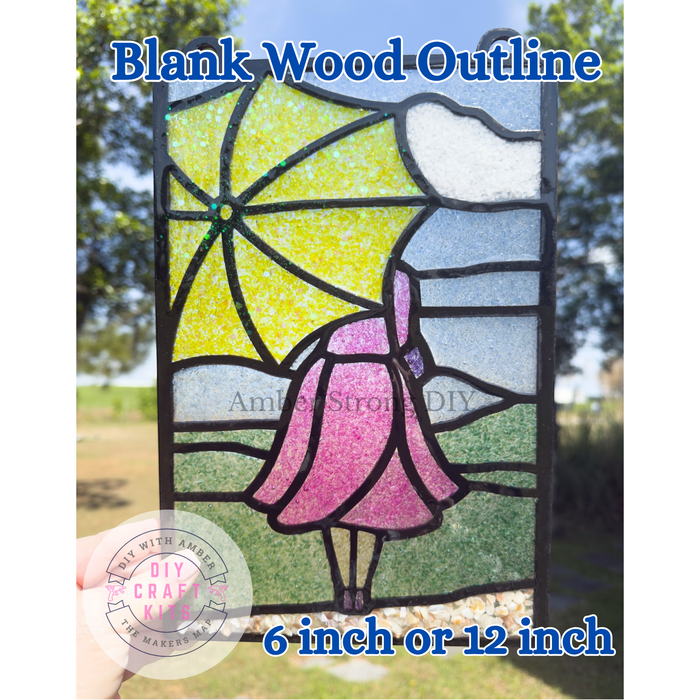 Style 101 Girl with Umbrella Laser Cut Outline Frame Blank