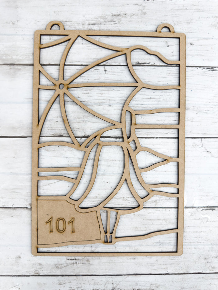 Style 101 Girl with Umbrella Laser Cut Outline Frame Blank
