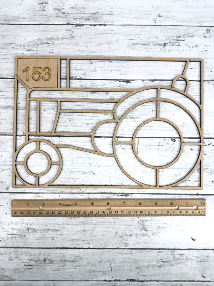 Style 153 Framed Tractor laser Cut Outline Frame Blank