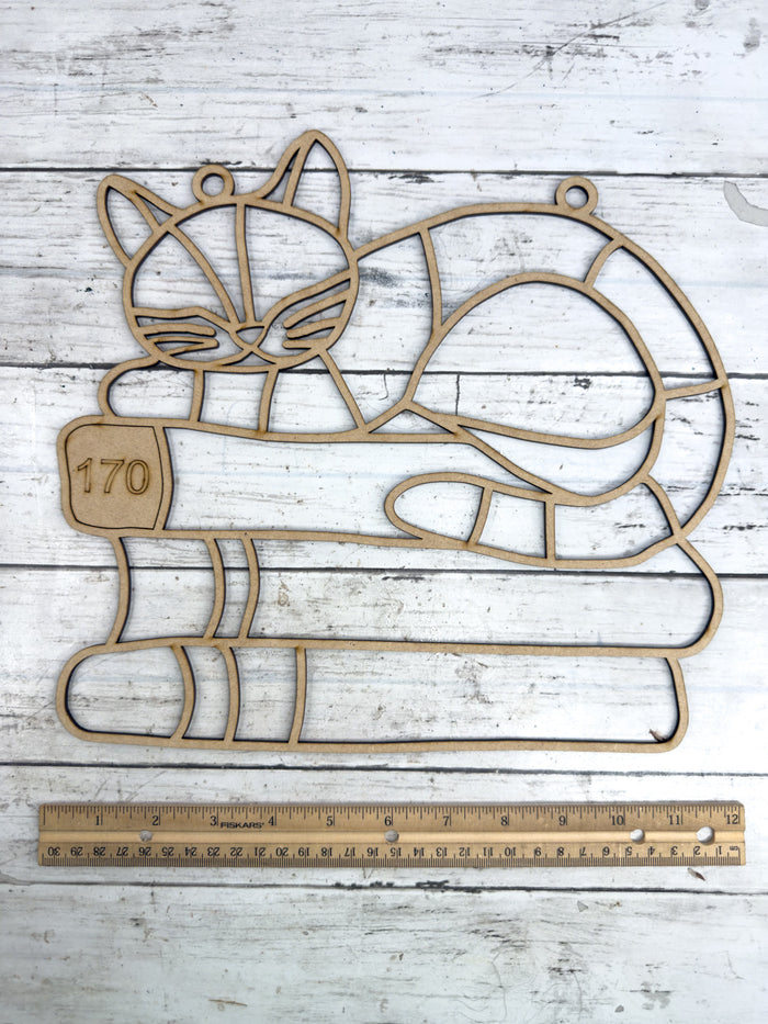 Style 170 Cat on Books laser Cut Outline Frame Blank