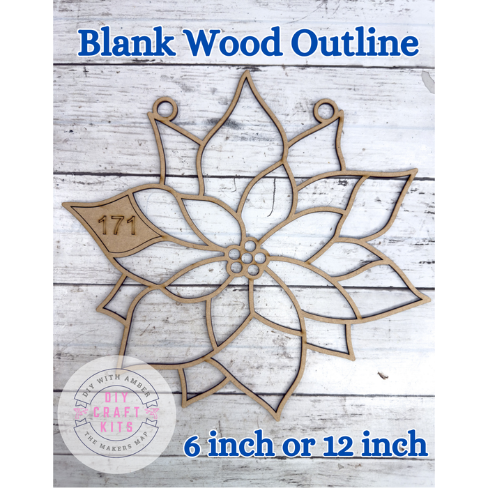 Style 171 Plain Poinsettia laser Cut Outline Frame Blank