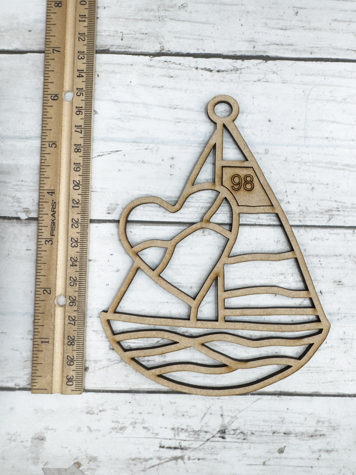 Style 98 Sailboat with Heart Laser Cut Outline Frame Blank