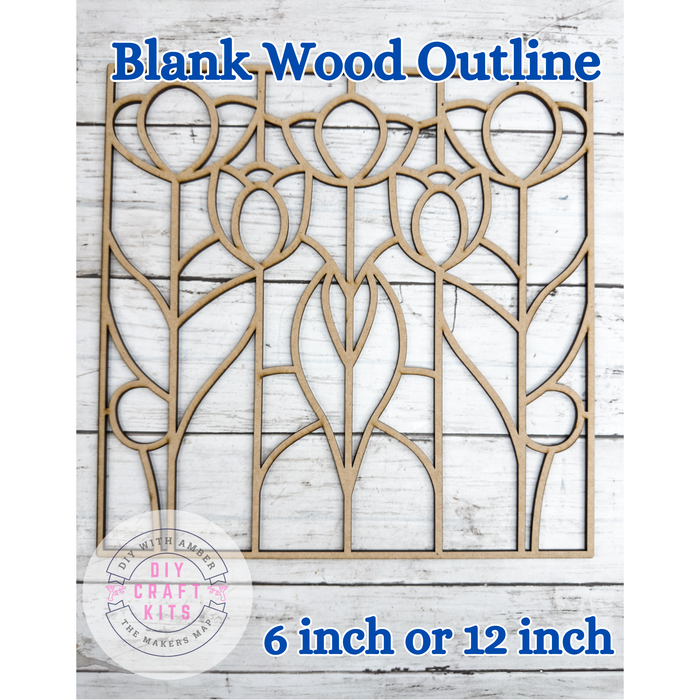 Style 99 Flower Stems Laser Cut Outline Frame Blank