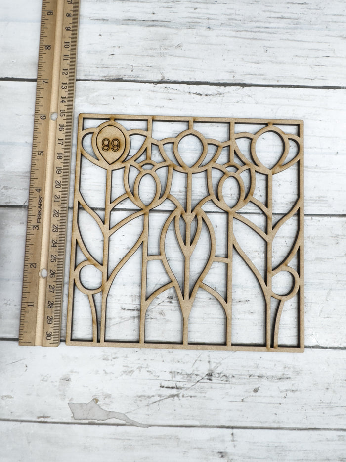 Style 99 Flower Stems Laser Cut Outline Frame Blank