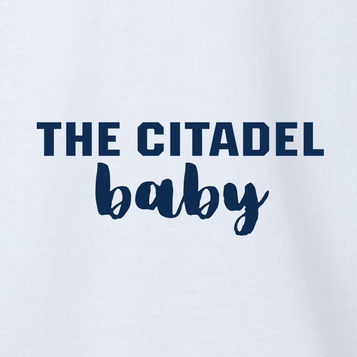 The Citadel, Citadel Baby , Infant Flutter Sleeve Baby Rib Bodysuit - White