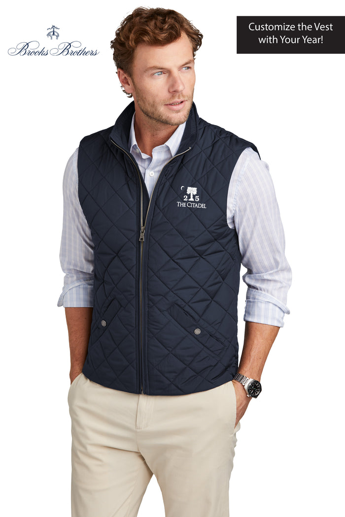 The Citadel, Alumni Big Red, Palmtree, Brooks Brothers® Quilted Vest - Navy