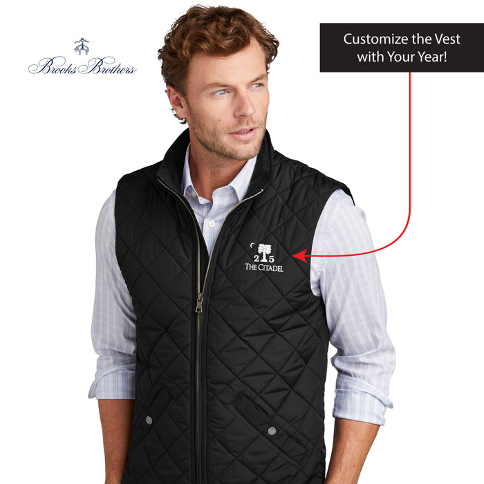 The Citadel, Alumni Big Red, Palmtree, Brooks Brothers® Quilted Vest - Black