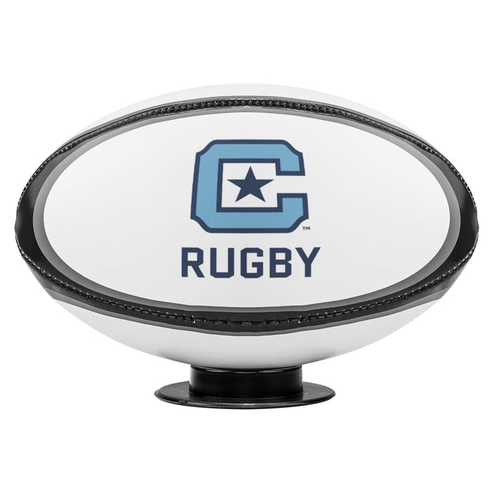 The Citadel Block C Logo, Sports Rugby Ball: Mid Size - White