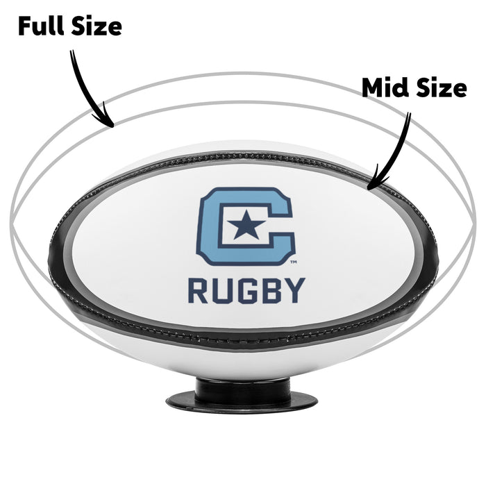 The Citadel Block C Logo, Sports Rugby Ball: Mid Size - White