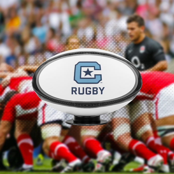 The Citadel Block C Logo, Sports Rugby Ball: Mid Size - White