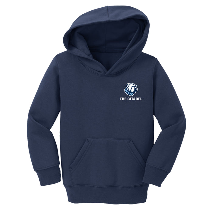 The Citadel Bulldog, Port & Co™ Toddler Core Fleece Pullover Hooded Sweatshirt - Navy
