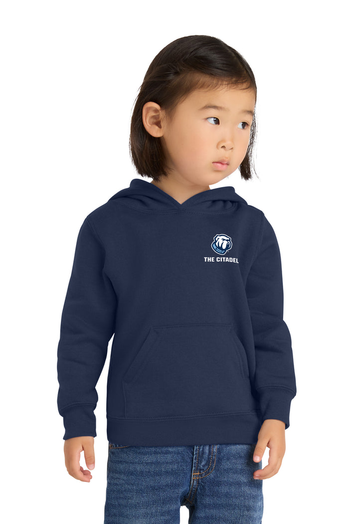 The Citadel Bulldog, Port & Co™ Toddler Core Fleece Pullover Hooded Sweatshirt - Navy