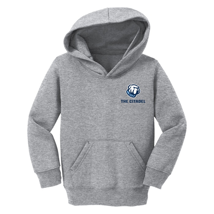 The Citadel Bulldog, Port & Co™ Toddler Core Fleece Pullover Hooded Sweatshirt - Gray