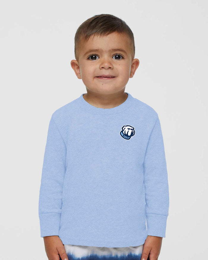 The Citadel. Bulldog, Toddler Cotton Jersey Long Sleeve Tee - Light Blue