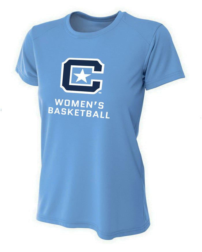 The Citadel C, Club Sports - Women's Basketball, A4 Ladies' Cooling Performance T-Shirt - Carolina Blue