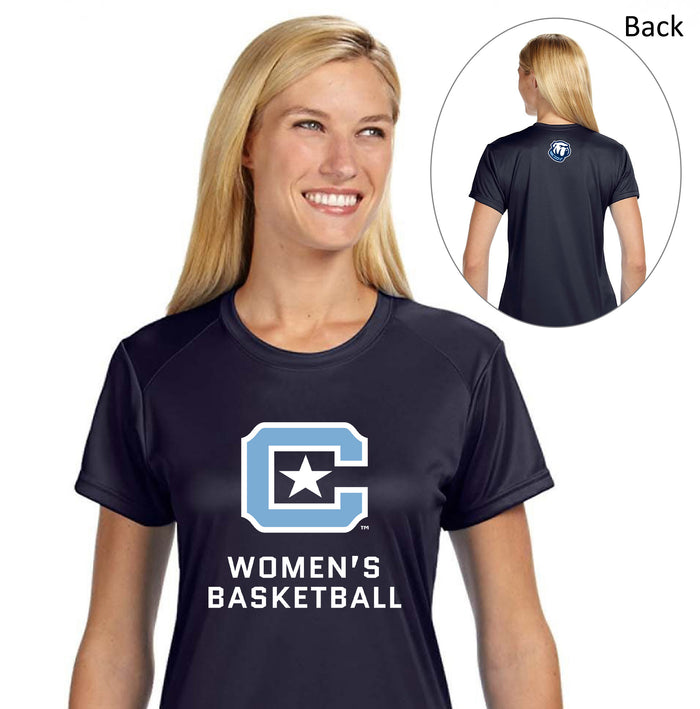 The Citadel C, Club Sports - Women's Basketball, A4 Ladies' Cooling Performance T-Shirt - Navy