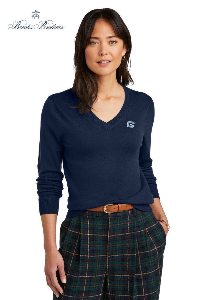 The Citadel, C Star, Brooks Brothers ® Women’s Washable Merino V-Neck Sweater- Navy