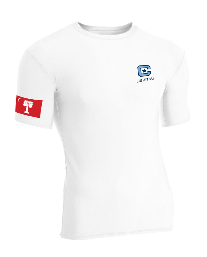 The Citadel, C Star, Club Sport - Jiu Jitsu, Compression Short Sleeve T-Shirt - White