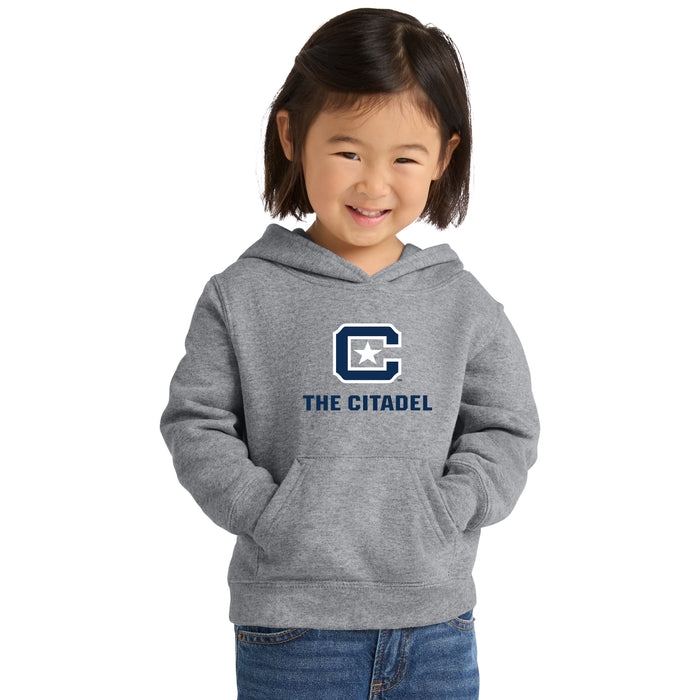 The Citadel, C Star, Port & Co™ Toddler Core Fleece Pullover Hooded Sweatshirt - Gray