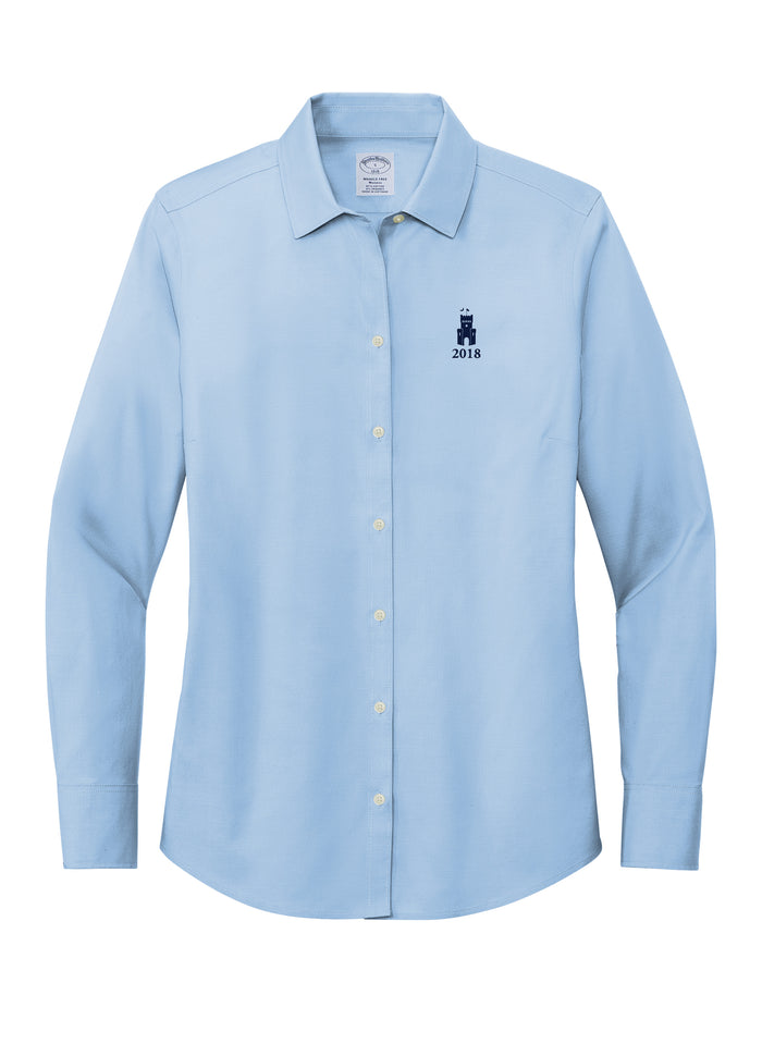 The Citadel, Class of 2018, Barracks, Brooks Brothers® Women’s Wrinkle-Free Stretch Pinpoint Shirt- Newport Blue