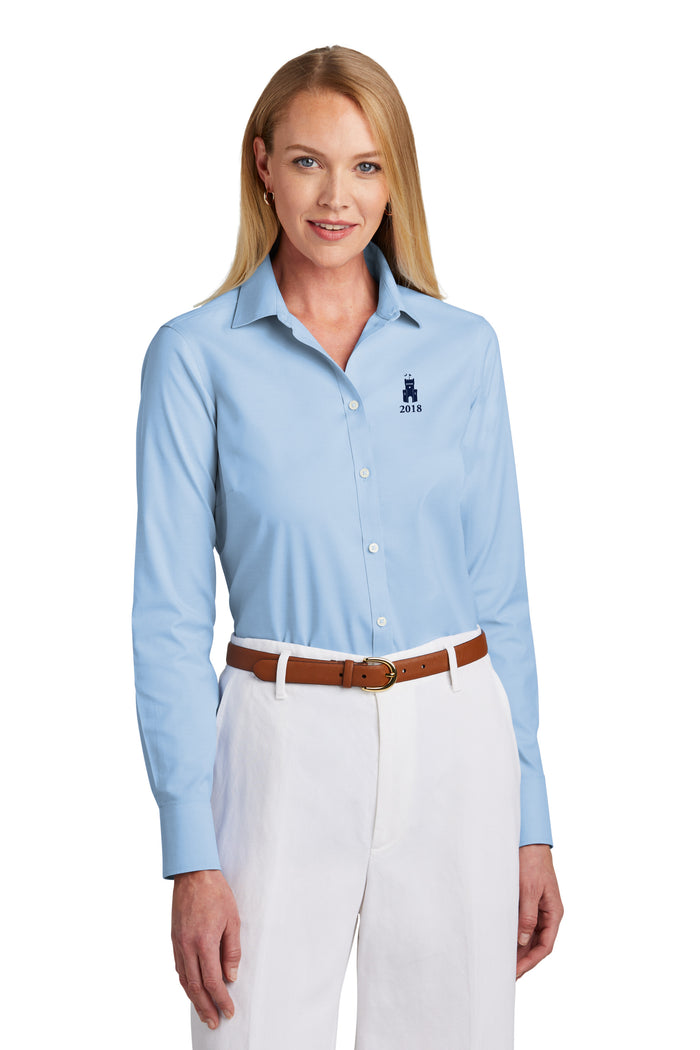 The Citadel, Class of 2018, Barracks, Brooks Brothers® Women’s Wrinkle-Free Stretch Pinpoint Shirt- Newport Blue