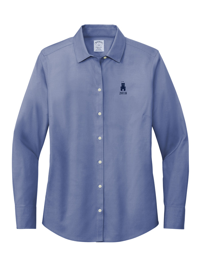 The Citadel, Class of 2018, Barracks, Brooks Brothers® Women’s Wrinkle-Free Stretch Pinpoint Shirt- Cobalt
