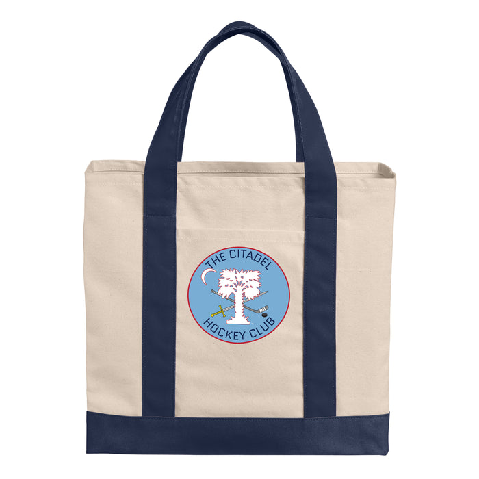 The Citadel, Club Sports - Hockey, Port Authority® Cotton Canvas Two-Tone Tote - Navy