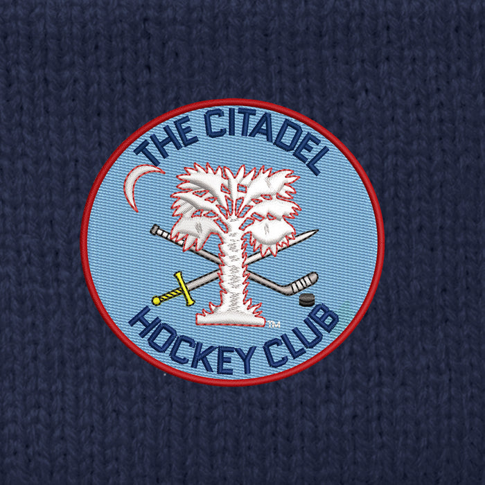 The Citadel, Club Sports - Hockey, Sport-Tek® Stripe Pom Pom Beanie - Navy