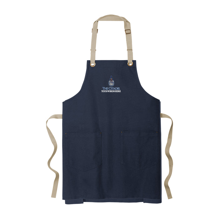 The Citadel, Customizable (Your Words), Spike, Embroidered, Port Authority® Canvas Full-Length Two-Pocket Apron -  Customization All caps