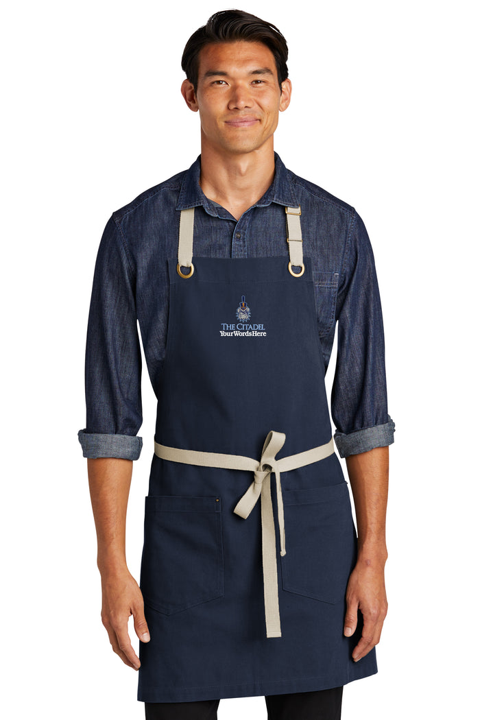 The Citadel, Customizable (Your Words), Spike, Embroidered, Port Authority® Canvas Full-Length Two-Pocket Apron -  Customization Uppercase & Lowercase