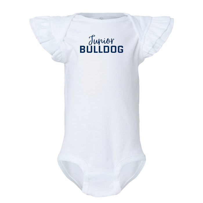 The Citadel, Junior Bulldog, Infant Flutter Sleeve Baby Rib Bodysuit - White