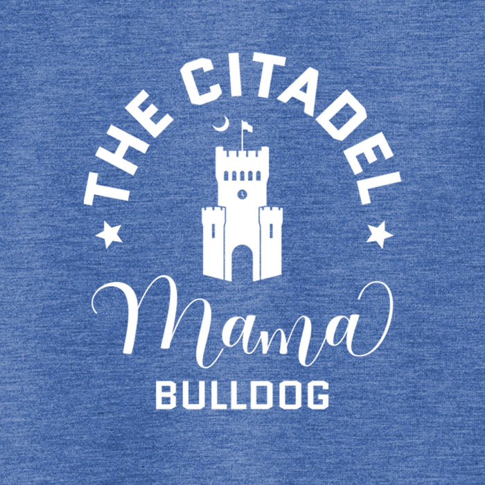 Mama Bulldog Barracks Ladies Long Sleeve Tri-Blend Wicking Scoop Neck Raglan Tee- True Royal Heather
