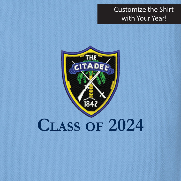 The Citadel, Shield, Customizable (Your Year), UV Micro-Mesh Polo Shirt - Carolina Blue