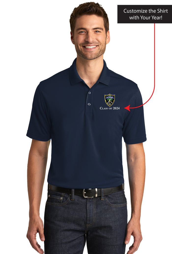 The Citadel, Shield, Customizable (Your Year), UV Micro-Mesh Polo Shirt - Navy