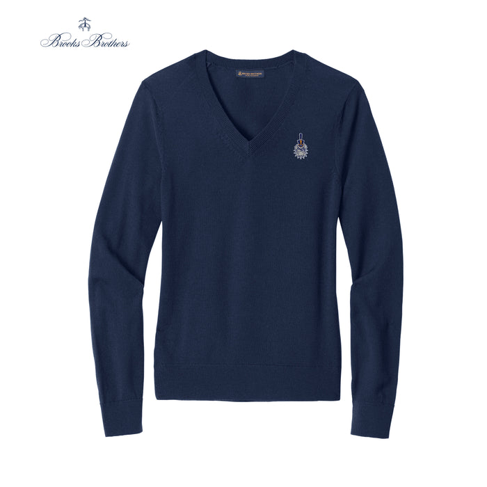 The Citadel, Spike, Brooks Brothers ® Women’s Washable Merino V-Neck Sweater- Navy
