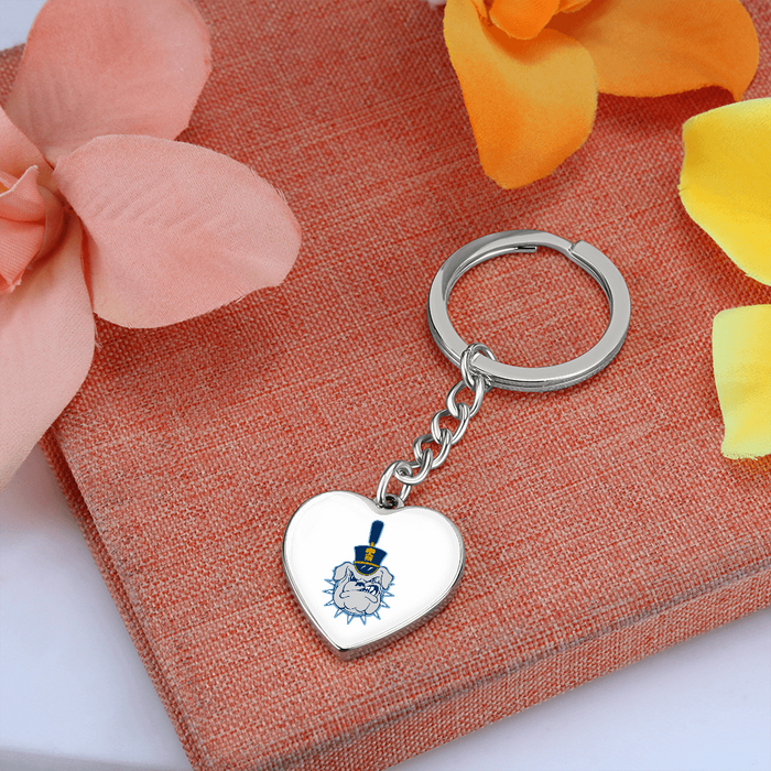 The Citadel, Spike logo, Heart Keychain - Silver