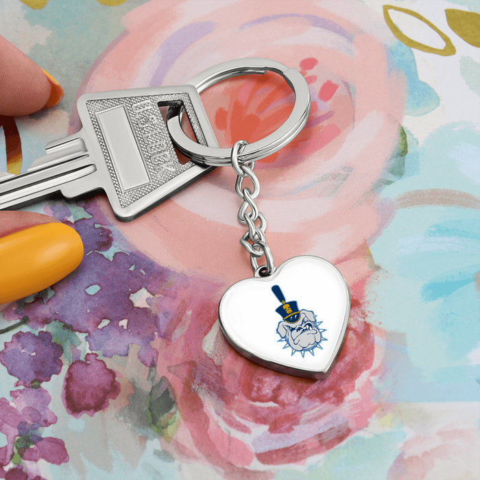 The Citadel, Spike logo, Heart Keychain - Silver
