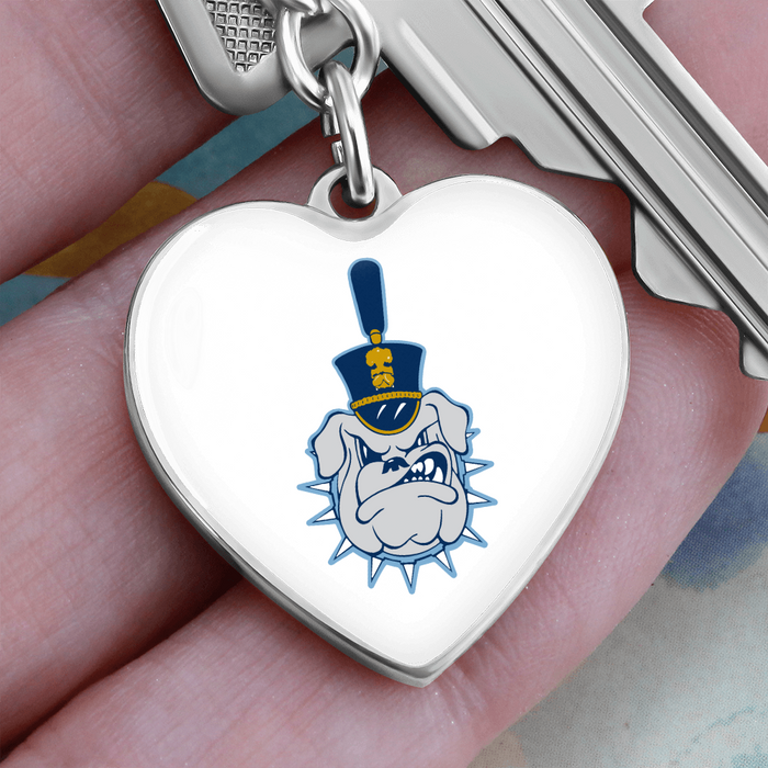 The Citadel, Spike logo, Heart Keychain - Silver