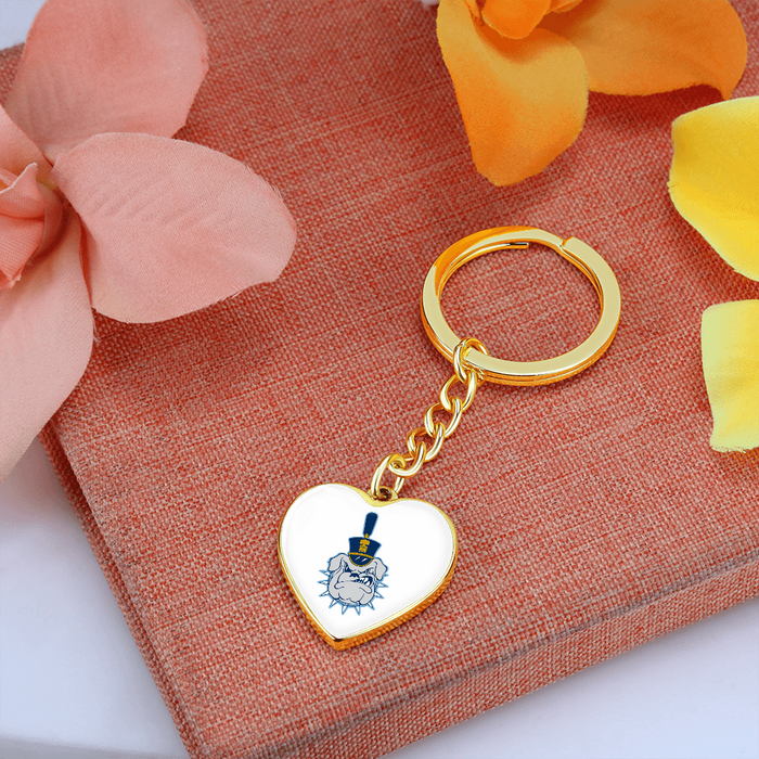 The Citadel, Spike logo, Heart Keychain - Gold