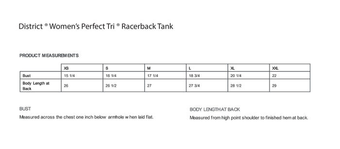 The Citadel, Club Sports - Rugby, District ® Women’s Perfect Tri ® Racerback Tank - Size Chart